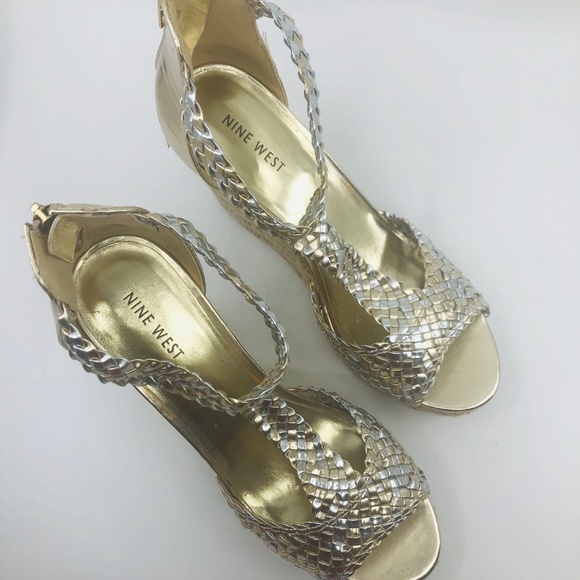 Nine West Gold/Silver Wedge Sandals OBSESSOL1 - Picture 3 of 7